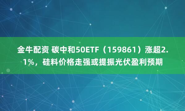 金牛配資 碳中和50ETF（159861）漲超2.1%，硅料價(jià)格走強(qiáng)或提振光伏盈利預(yù)期